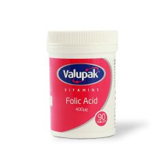 Valupak Folic Acid 400 Mcg Tab 90 S