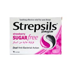 Strepsils Strawberry Sugar Free Lozenges 16 S